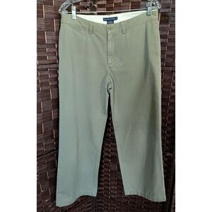 Ralph Lauren Women's Classic Chino Polo Wide Leg Pants Size 8 Beige Preppy Style
